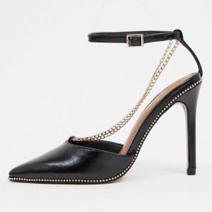 Attractive high heels with chain in black 1