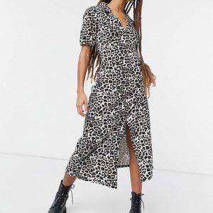 Feel trendy stylish comfy with midi dress in leopard print 4