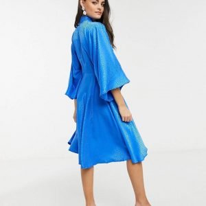 Shine with the classy midi dress in blue by Forever Unique 4