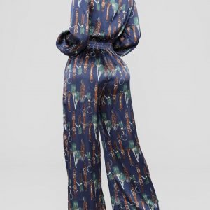 Elegance class charm with your entertainer satin jumpsuit in navy color 4