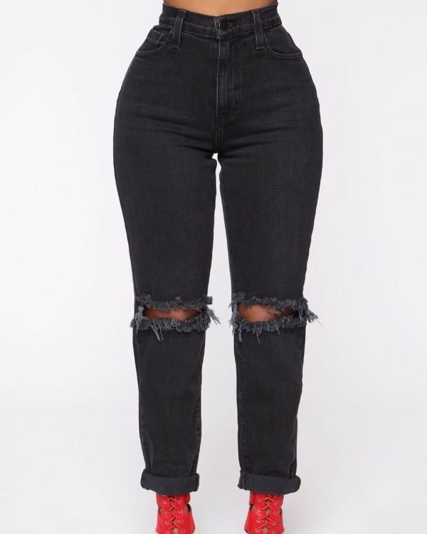 Gjithmone stylish comfy trendy nese zgjedh walk this way boyfriend jeans in black 2