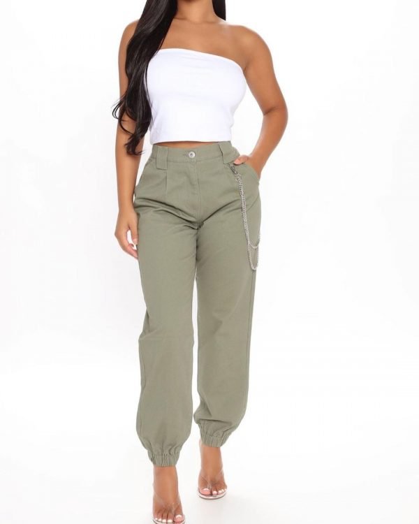 Trendy stylish comfy with jogger pants in olive and taupe color 1
