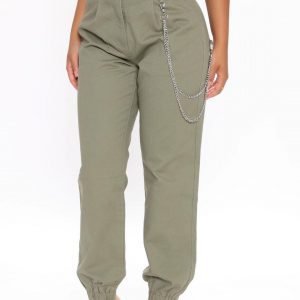 Trendy stylish comfy with jogger pants in olive and taupe color 2