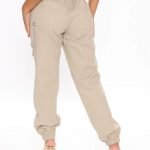 Trendy stylish comfy with jogger pants in olive and taupe color 5