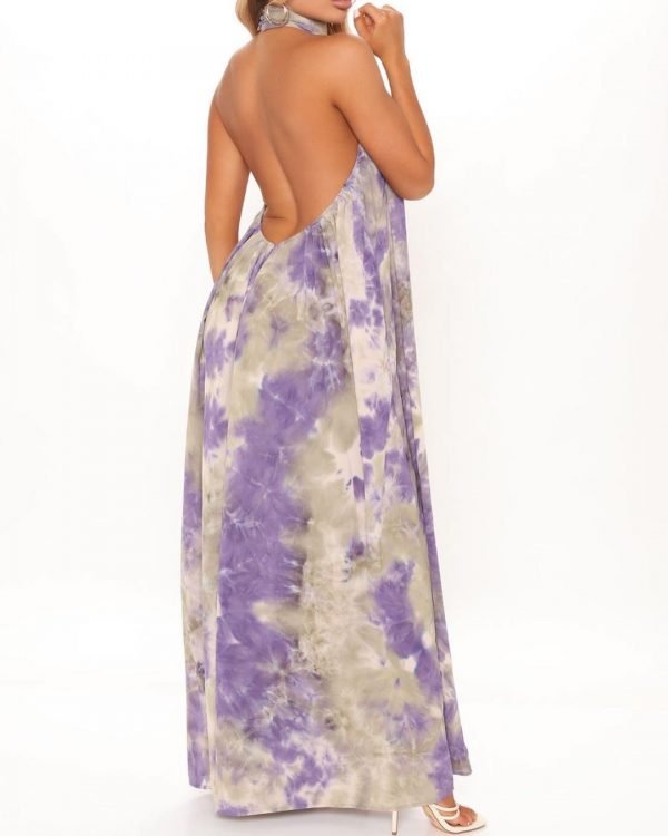Enjoy the summer days and dress full of style and charm with jumpsuit in purple and green color 2