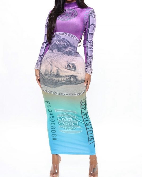High class in purple and combo maxi dress in dollar 1