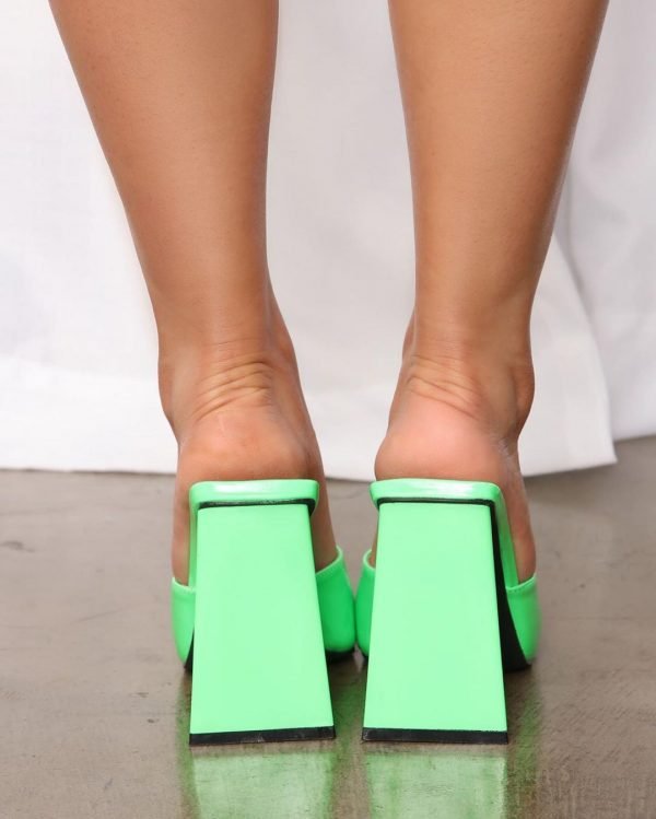 Choose heeled mules in green and black color 3