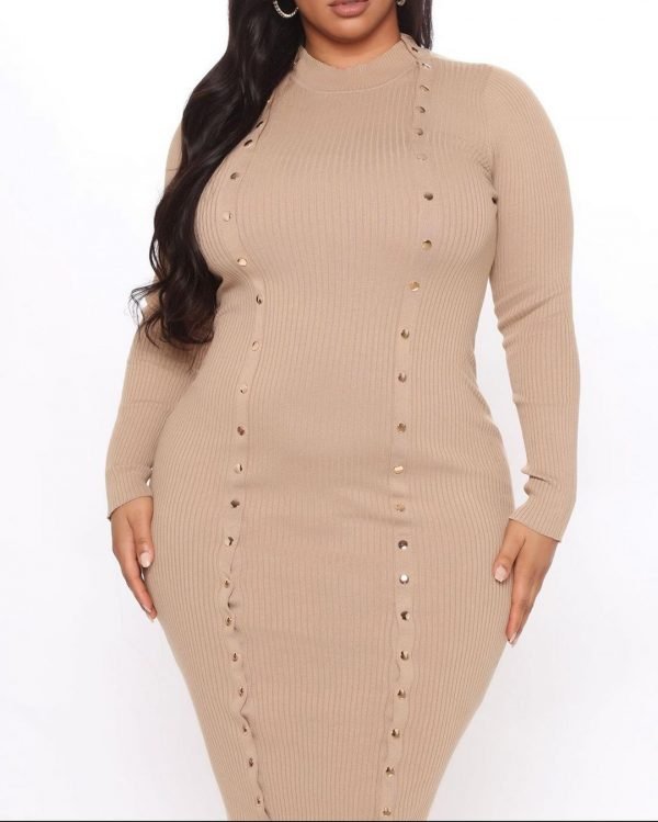 Sweater maxi dress in taupe colour 5