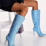 High heel boots in blue diamante 3