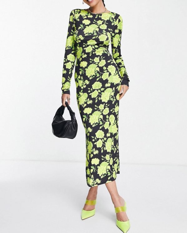 Maxi dress in super stylish lime floral 1