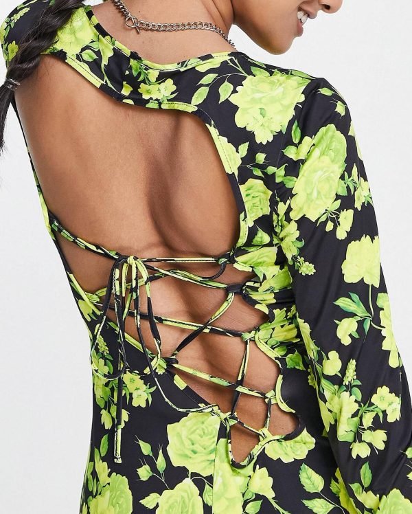 Maxi dress in super stylish lime floral 2