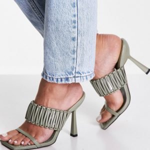 Sage green heeled sandals 1
