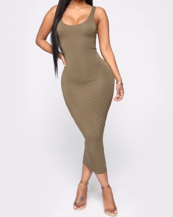 Comfy dress in olive colour 2