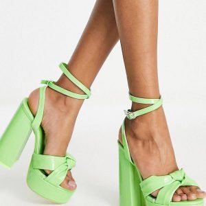 Green color high heeled sandals 2