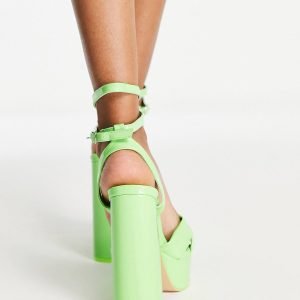Green color high heeled sandals 4