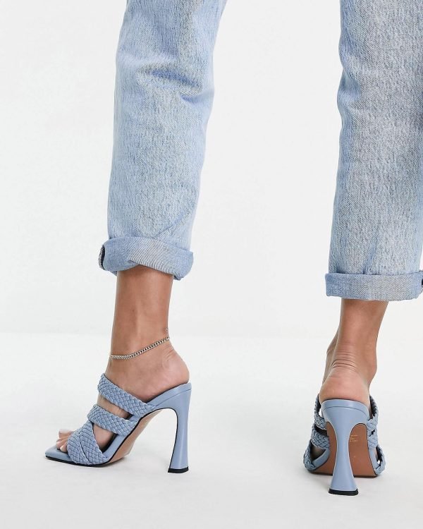 High heeled mules in blue colour 1