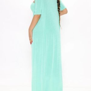 Lined and stretch slinky midi dress set in green 3