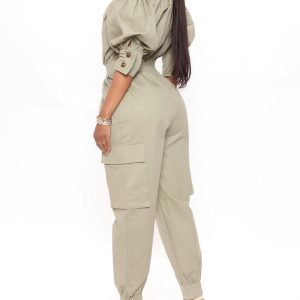 Unlined super stylish jumpsuit in olive 3