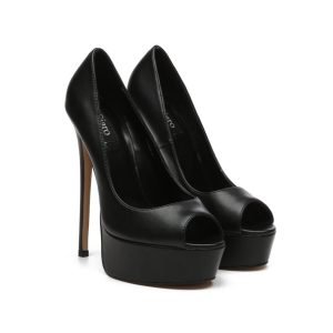 Hand made black sexy platform high heels 1