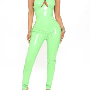 Sexy bombshell lime jumpsuit 1