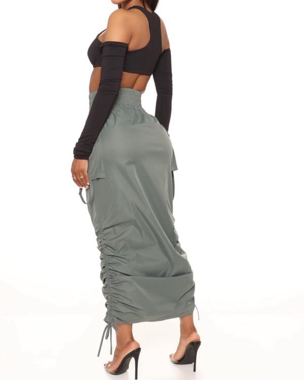 Follow me high waist maxi skirt in ruching detail 4