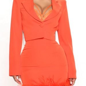 Super stylish orange skirt set 3