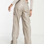 Leather look cargo trousers 1