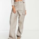 Leather look cargo trousers 2