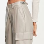 Leather look cargo trousers 3