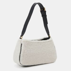 Faux fur closure zipper handbag 1